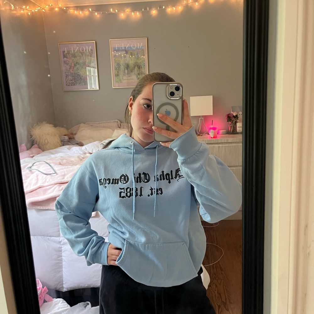 Hanes Light Blue Graphic Hoodie Sweater